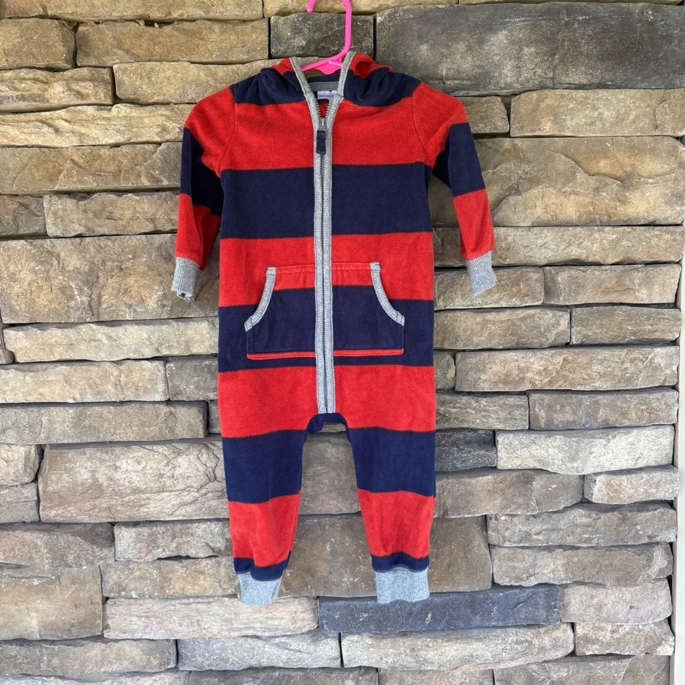 Carter's Red and‎ Blue Footies with Ribbed Cuffs LOT OF TWO ONESIES